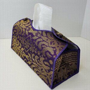 Unique Home decor Accents Purple and Gold Songket Tissue Box Holder